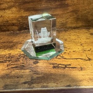 Frog glass cube reflective decor